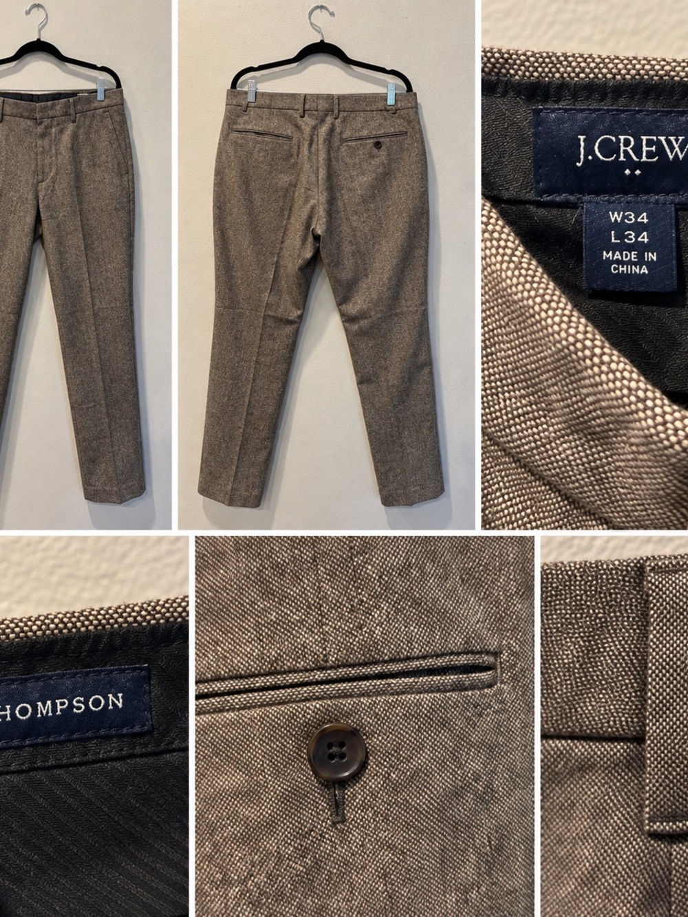 J. Crew Men's Dress Pants in Brown Tweed